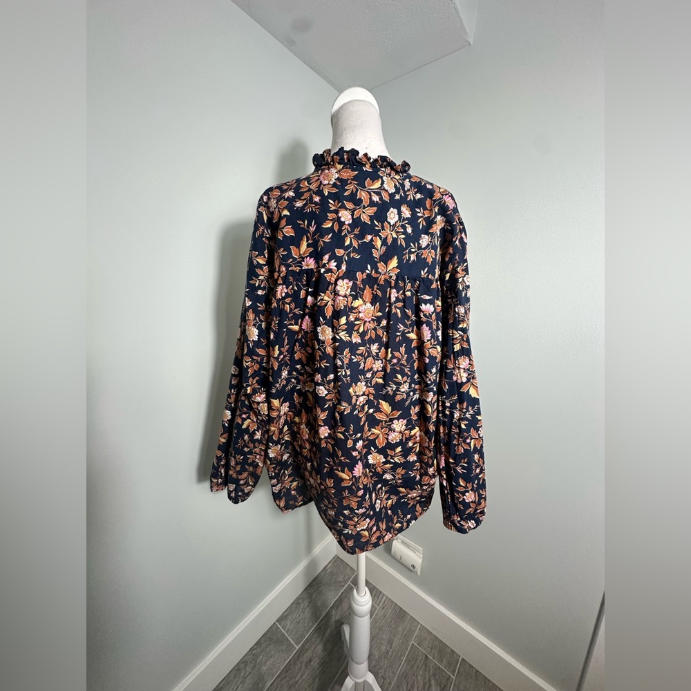 Milly New York Cotton  Floral Print Button Up  Blouse Size  XL - Picture 6 of 15